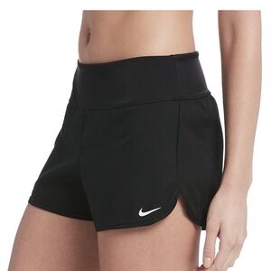 Nike Women’s Large Board Shorts Black NWT small zipper pocket on back wide band